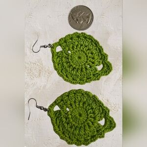 Handcrafted Green Crochet Earrings